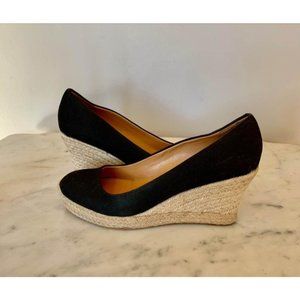 J. Crew Black Canvas Espadrille Wedges - Women’s Size 7.5
